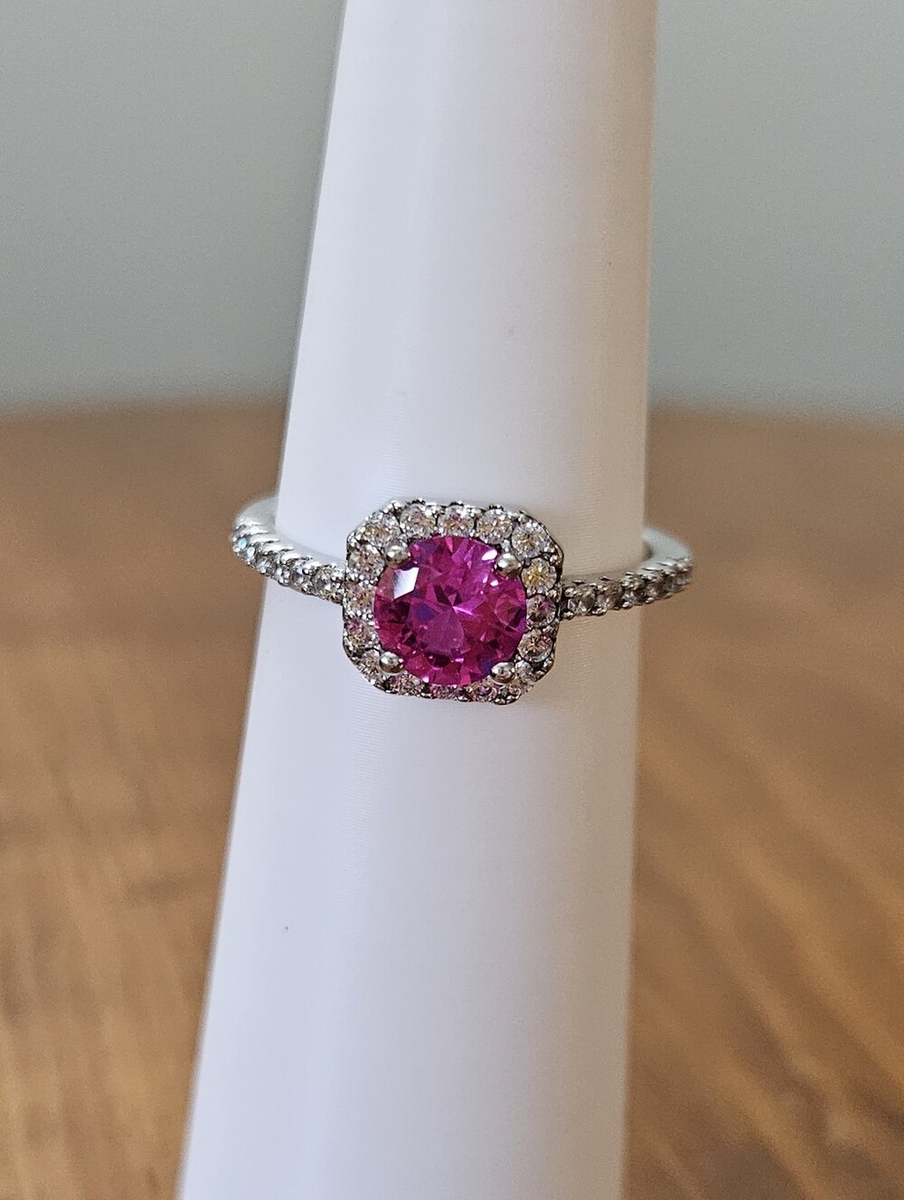 ●Ryze●•Sterling Silver Ring• Size 10 Rose Crystal R-1112